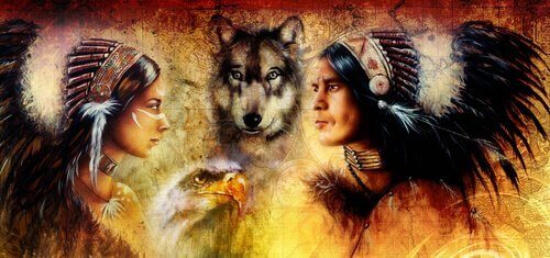 原住民とオオカミ