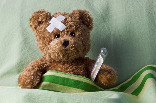 病気のクマのぬいぐるみ