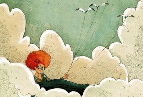 雲の中の女性