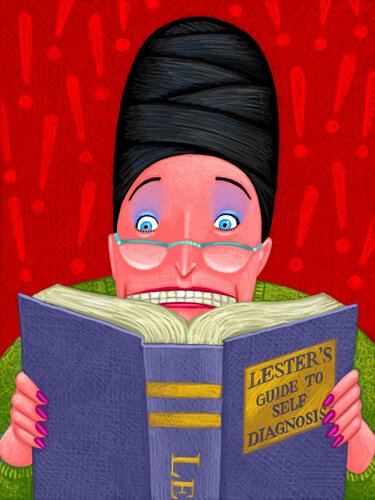 本を読んで驚く女性