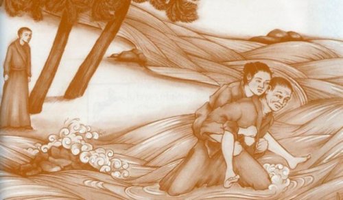 少女をかつぐ坦山