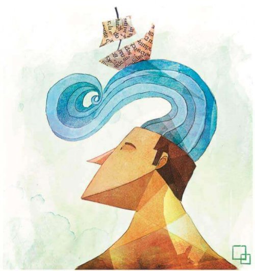 頭の上の波と船